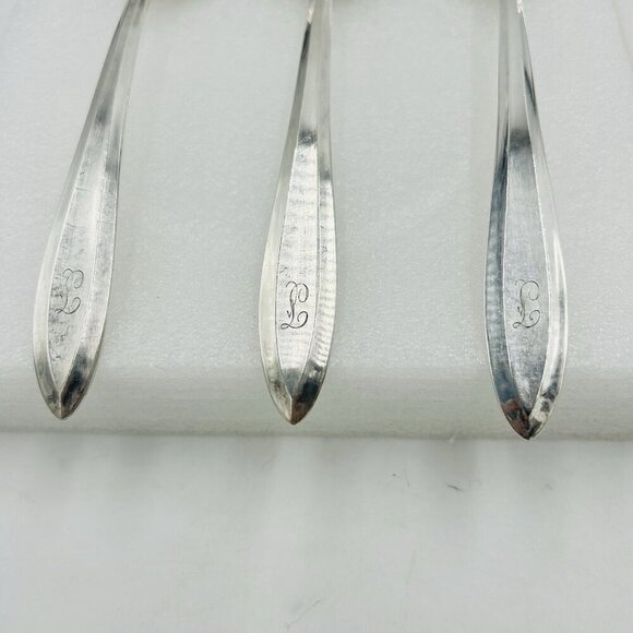 Oneida Community Silverplate PATRICIAN Monogram "L" Serving Spoons Set Of 6 - Picture 5 of 10
